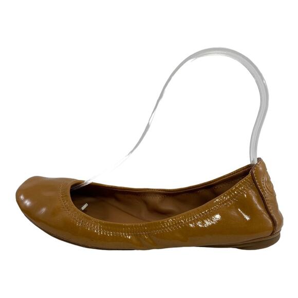 Tory Burch Eddie Ballet Flats Royal Tan Patent Leather Slip On Size 6.5 Medium - Picture 11 of 14